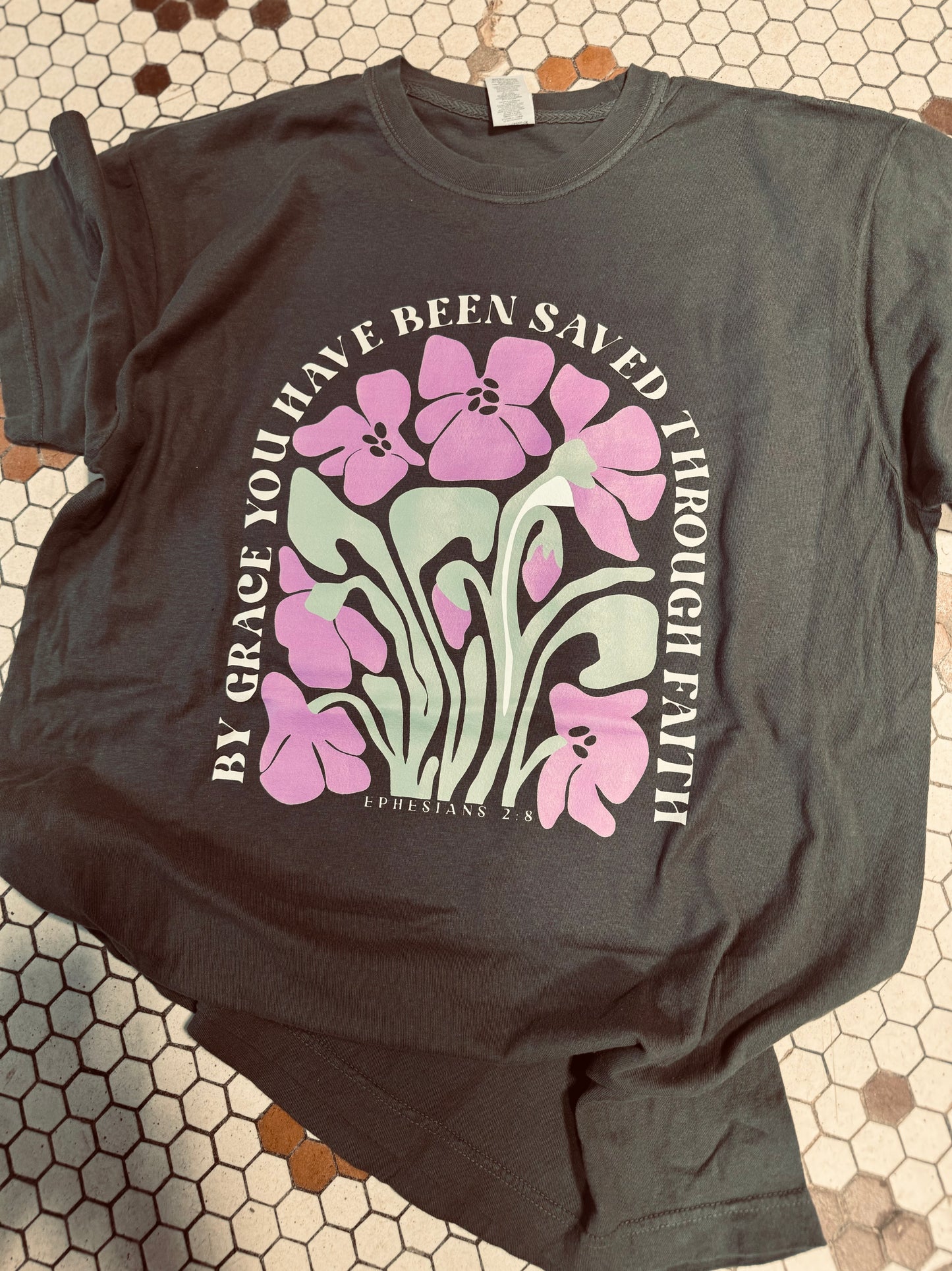 EPHESIANS 2:8 - BY GRACE THROUGH FAITH - WASHED SHIRT